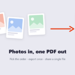 Diagram of three photos turning into a single PDF file