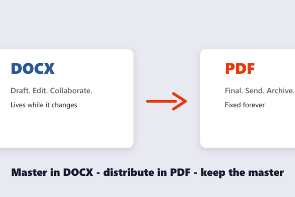DOCX is for drafting, PDF is for distributing