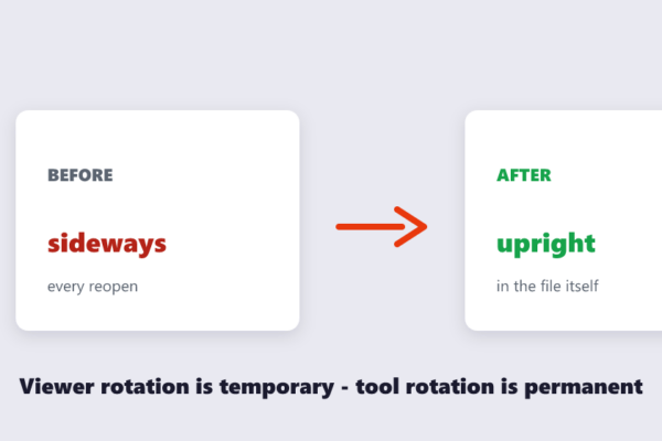 Viewer rotation is temporary, tool rotation is permanent