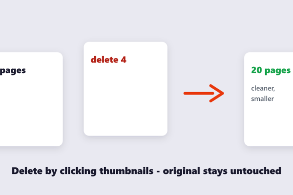 Deleting pages by clicking thumbnails